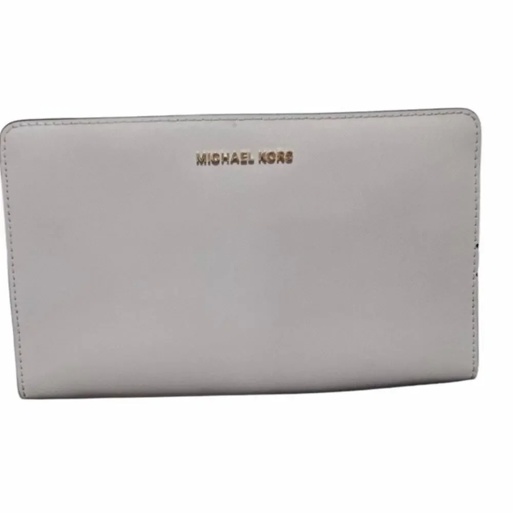 Michael Kors Jet Set Travel Large Saffiano Leather Crossbody Clutch - Soft Pink